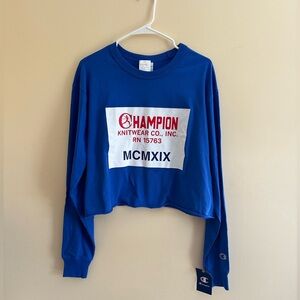 Champion Cropped Long Sleeved Tee - ROYAL BLUE